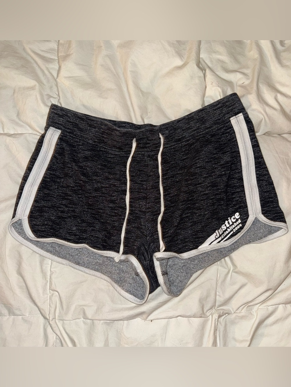 Justice Black & White Heather Athletic Shorts